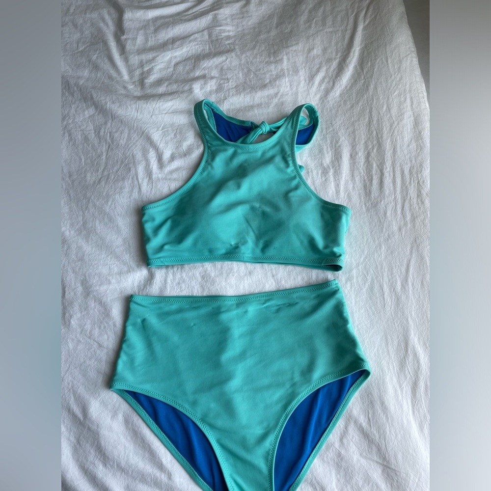 Teal Old navy high neck two piece bikini
